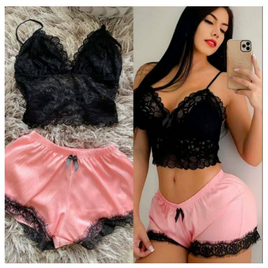 

European & American Lace Camisole & Sexy Bathrobe Set – Wear Indoors or Out Extra Large розовый