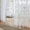 White Flower Embroidery Yarn Curtains, French Romantic Style Embroidered Yarn Curtains for Floating Window, Balcony, Living Room Bedroom Window