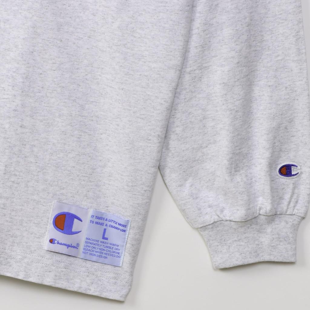 Champion Long Sleeve Crew Relax Logo T-Shirt, Neck, 100% Cotton, Fit, One-Point Embroidery, C3-V414-060-XL