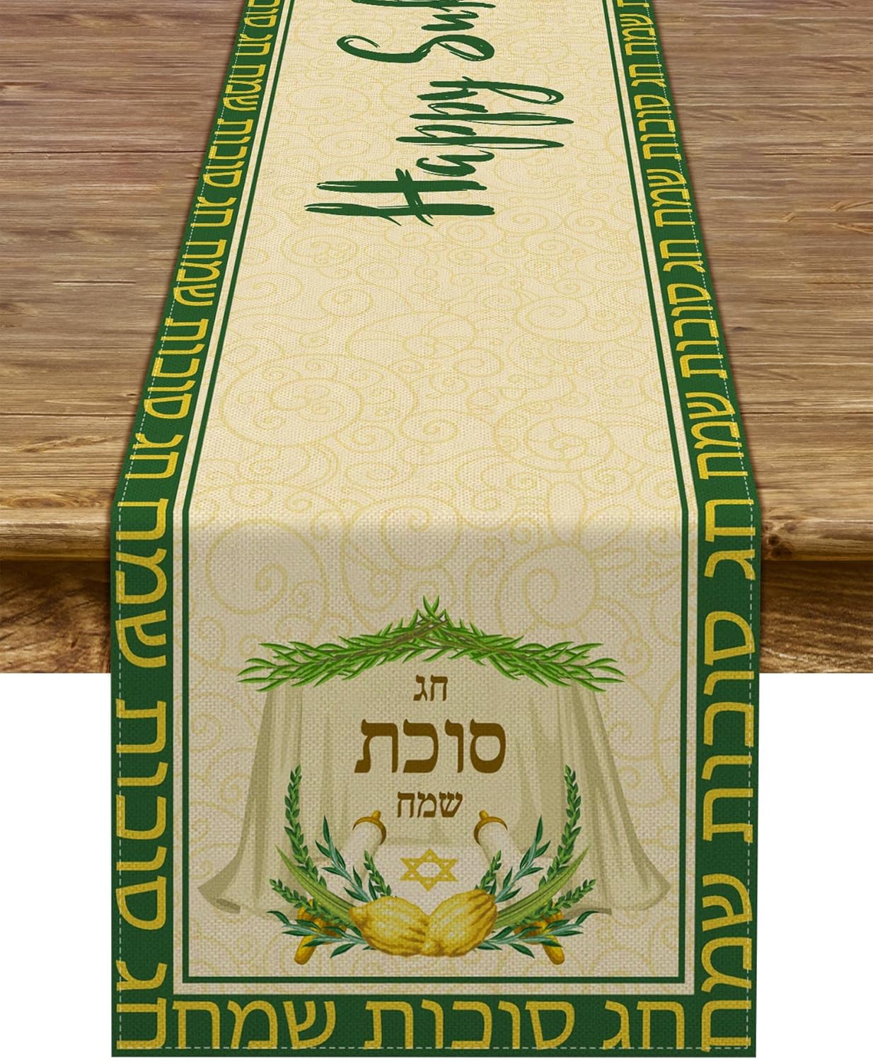 Vrolijk Soekot Linnen Tafelkleed Joods Feest Feestdecoratie Sukkah Etrog Lulav Tafelkleden Wasbaar Keuken Eettafel Decor 150x33cm
