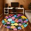 1pc Flowers Pattern Round Chair Mat Area Rug - Non-Slip, Floor Mat for Office, Bedroom, and Indoor Decor -1002163