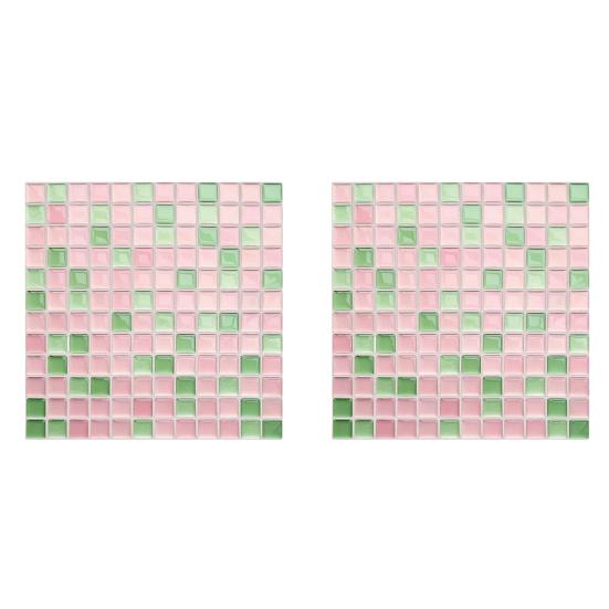 2Pcs Mosaic Wall Tile Stickers, 3D Self Adhesive Tile Stickers, Retro Waterproof And Oil-Proof Wall Decals, Peel And Stick Backsplash Decals