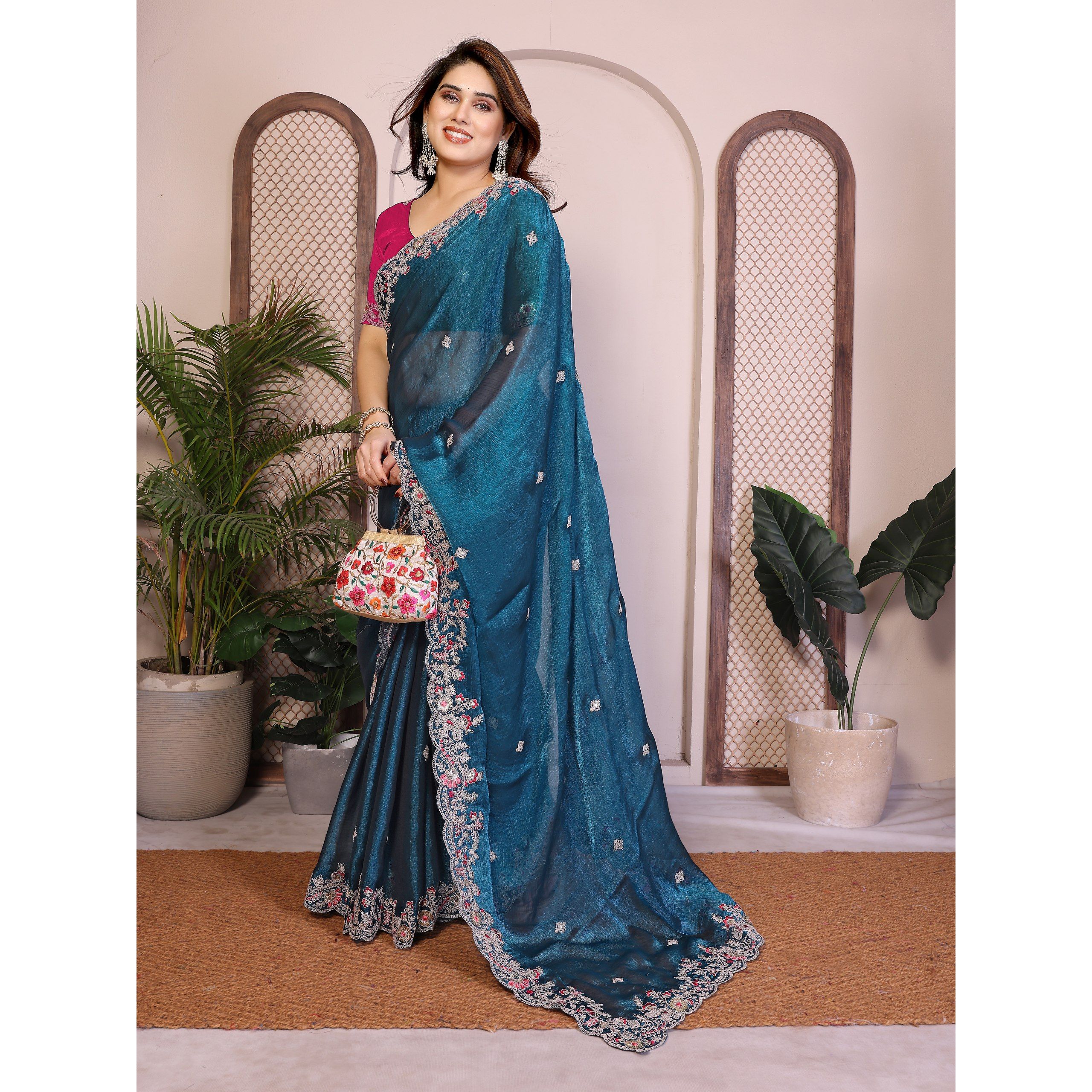 Celebrity Style Party Wear Fendy Chiffon Silk Saree