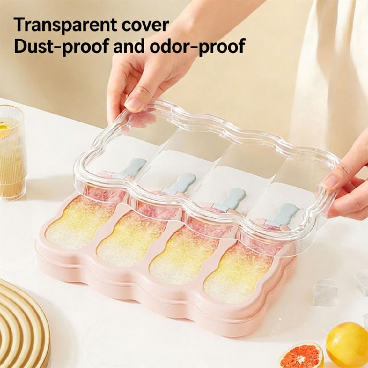 Plastic Ice Molds With Stick for Parties and Gatherings Easy Releases 4 Compartments Popsicles Moulds Ice Cream Molds