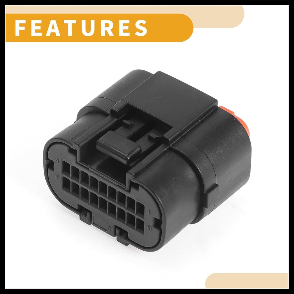 1Pc 1mm Series Universal Automotive ECU Connector - Car RV Truck Female Electrical Wire Connector Plug Waterproof - Plastic Black Orange 18 Pin