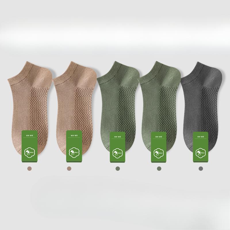 5 Pairs of Men's Summer Thin Pure Cotton Sweat Absorbing Deodorant Mesh Short Cotton Socksjavascript: