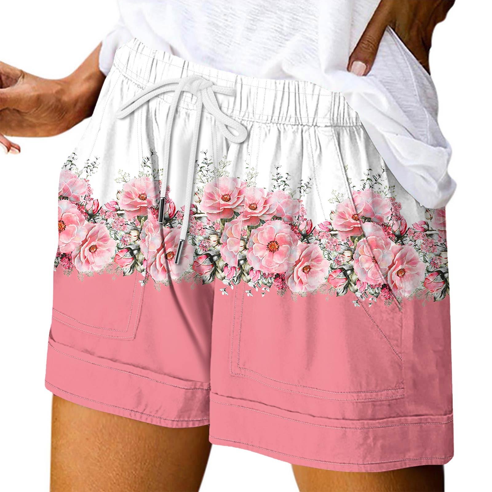 

Женские повседневные летние эластичные пляжные шорты с принтом повседневные шорты L розовый