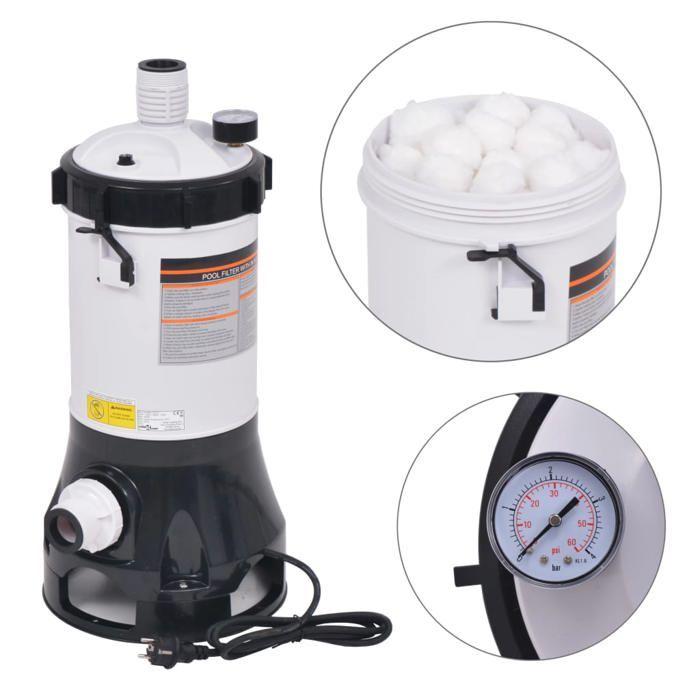 VidaXL Pompe Filtrante de Piscine Système de Filtration Bille Filtrante Pompe de Filtration Jardin Patio Cour Extérieur 185 91171