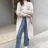 Lässiger Stil Langer Übergröße V-Ausschnitt Strickcardigan für Herbst und Winter Neuer Lockerer Einfarbiger Eleganter Pullover Damenmantel