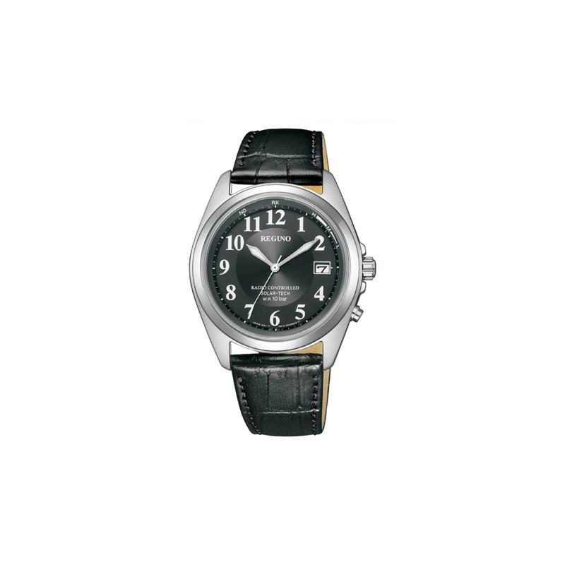 CITIZEN 100 meters waterproof, solar Quartz, leather strap, , men s watch, black dial KS311550 чёрный
