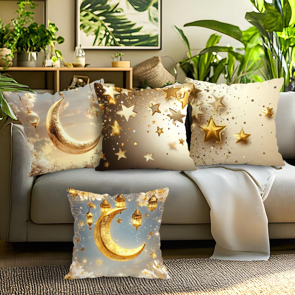 Golden Ramadan Festival Pillowcase Bedroom Sofa Cushion Cover 100% Polyester Living Room Cushion Pillowcase Home Decor