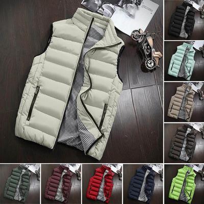 Men  Winter Coat Padded Cotton Vest Warm Hooded Thick Vest Tops Jacket