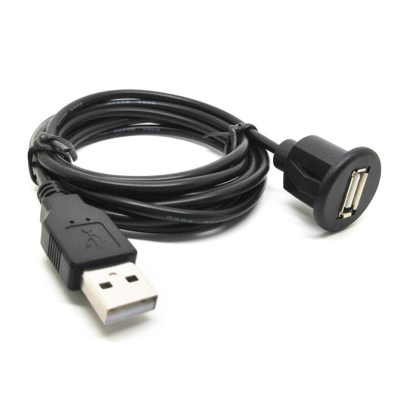 USB Male To Female Charging Cord Car Dashboard Panel Mount Data Transfer Wire for PC Laptop Flush Mount Extension Cable