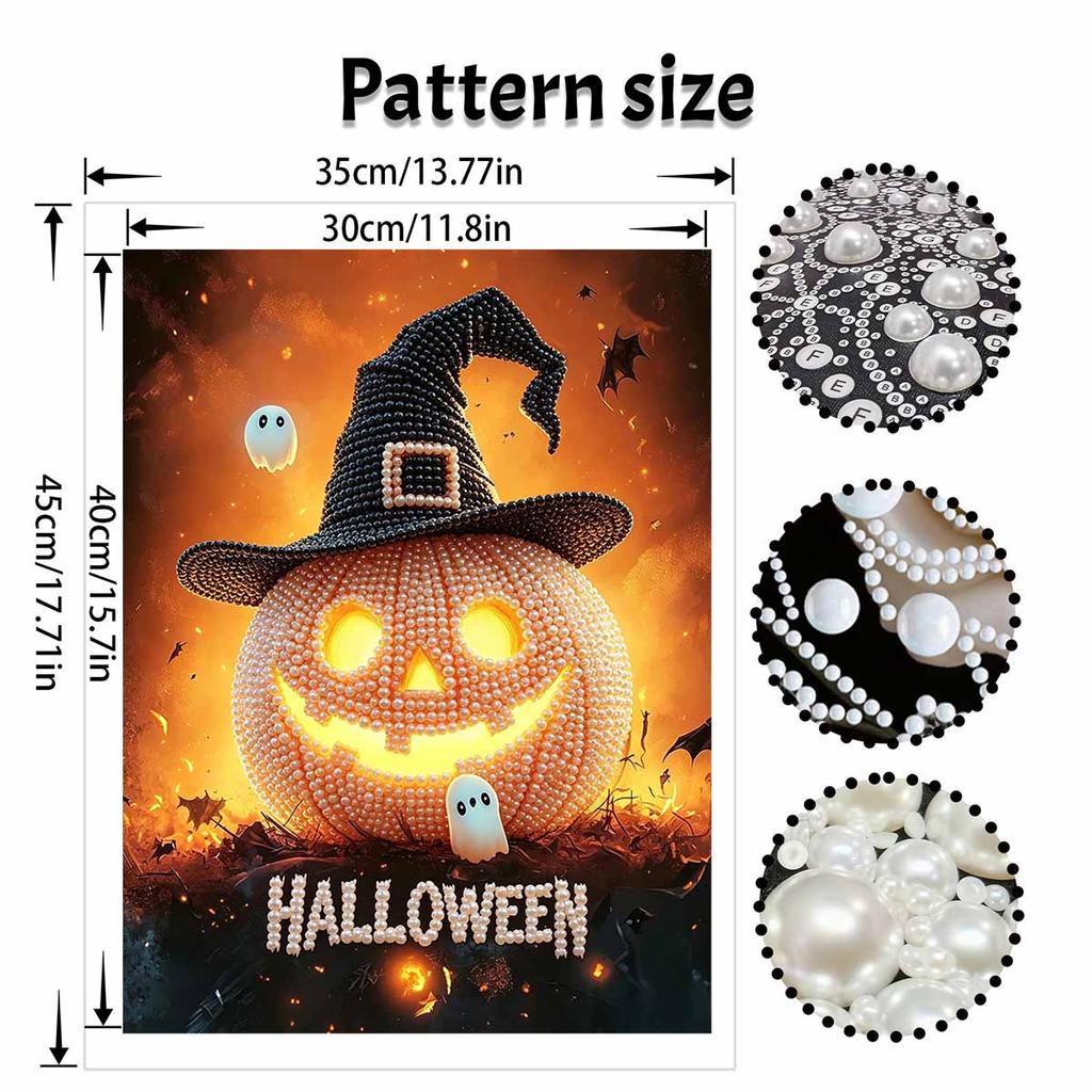 Halloween pearl pumpkin painting handmade diy art bead pearl home decoration painting