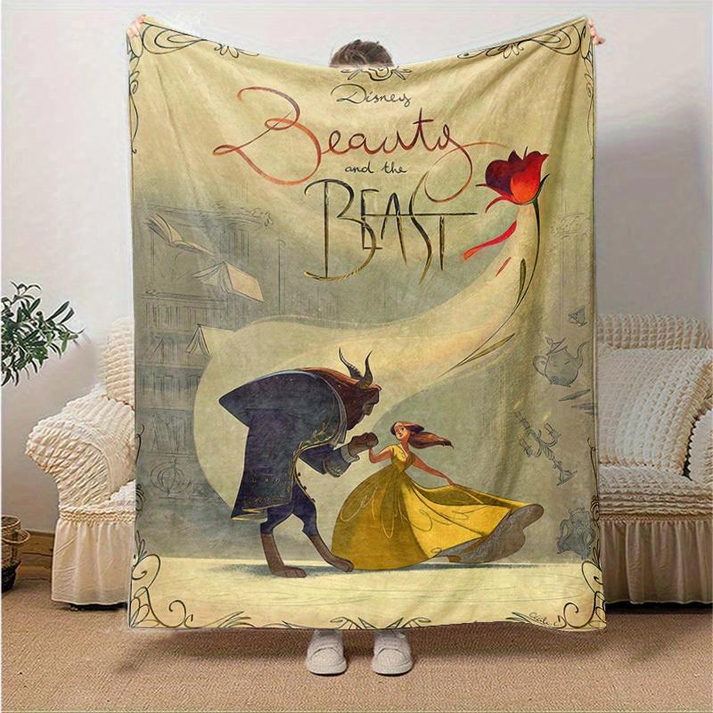 1pc, Disney's Beauty and the Beast: A Magical Home Décor Gift Cozy Blanket for Bedroom, Living Room, Travel, Camping, Car