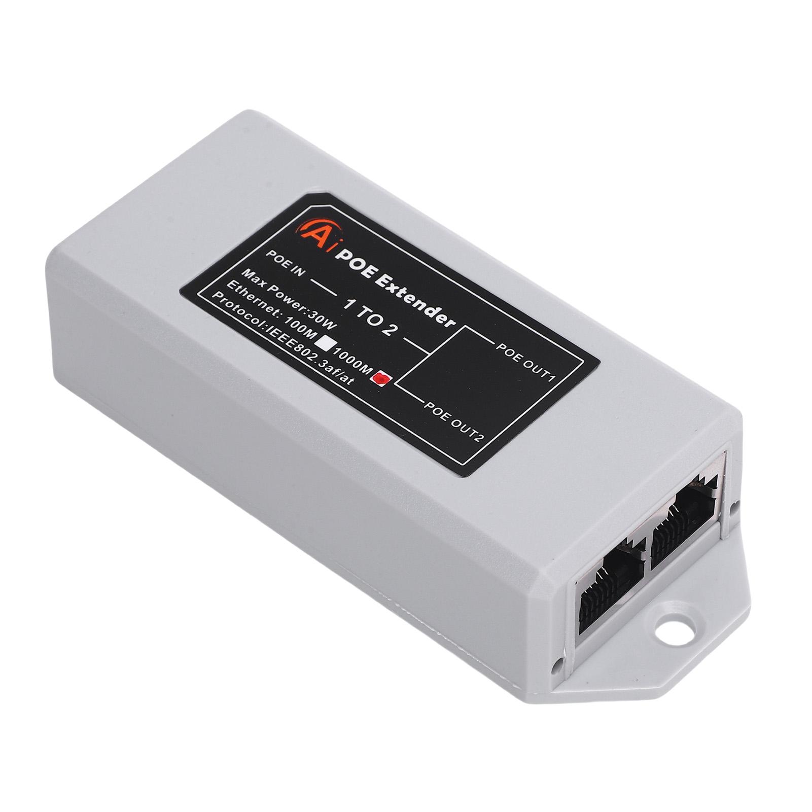 

1 in 2 Out Gigabit POE Extender 1000Mbps Long Distance Transfer Plug and Play Space Saving For Home Hotel