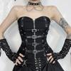 GlowGirl Goth Tmavý Punk Grunge Kožený Pásek Bez Ramínek Korzetové Topy Nákupní Centrum Gotický Zip Dámský Trubkový Top Y2K Coquette Streetwear Alt Tílka Vesta