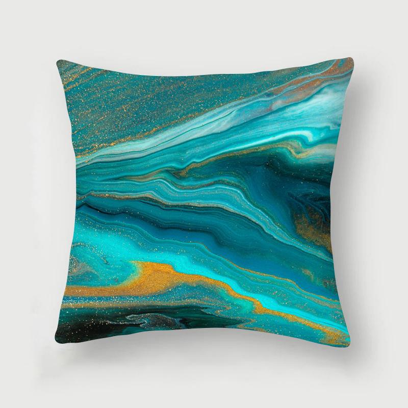 Nordic Blue Marble Polyester Pillowcase Sea Rock Texture Bedside Sofa Chair Throw Pillow Cushion Cover Home Decor Cushion Cover