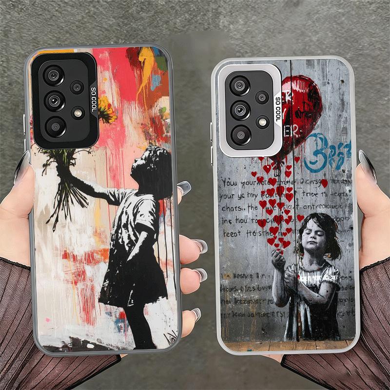 B-Banksy Art Graffiti Artist Shockproof Phone Case for Samsung A17 A16 A15 A14 A37 A57 A36 A56 A26 A35 A55 A25 A34 A54 A24 A13 A
