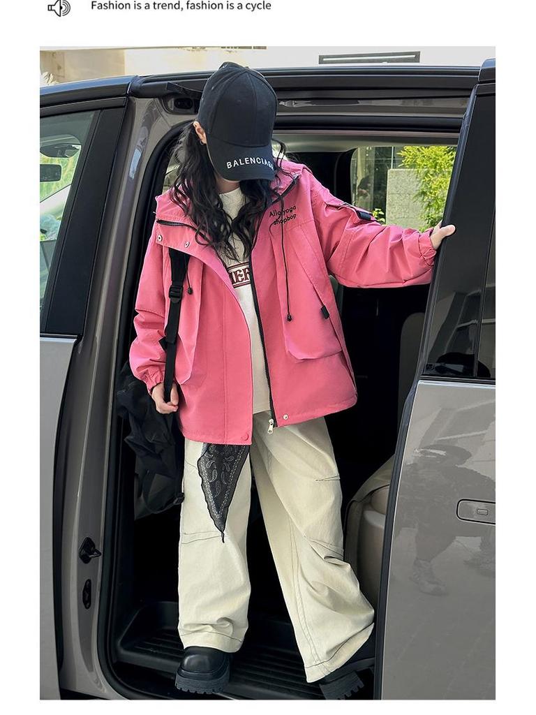 Girls' Hooded Windbreaker 2025: Casual Workwear Jacket for Spring & Autumn