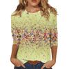 3/4 Sleeve Shirts For Women Cute Print Graphic Tees Blouses Casual Plus Size Basic Tops Pullover