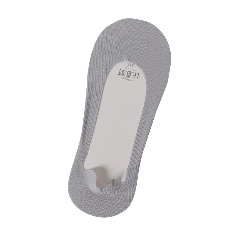 Women's Non-Slip Invisible Ice Silk Boat Socks - Low Cut, Anti-Slip Heel, Thin, Solid Color, Customizable Length