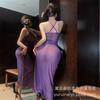 Sexy long dress sexy underwear perspective lace dress night show OL professional uniform tight hip-wrapped cheongsam