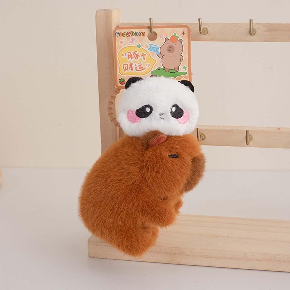 Funny Pulling Rope Capybara Dolls Key Ring Cartoon Capybara Keychain Plush Animal Pendant Gifts