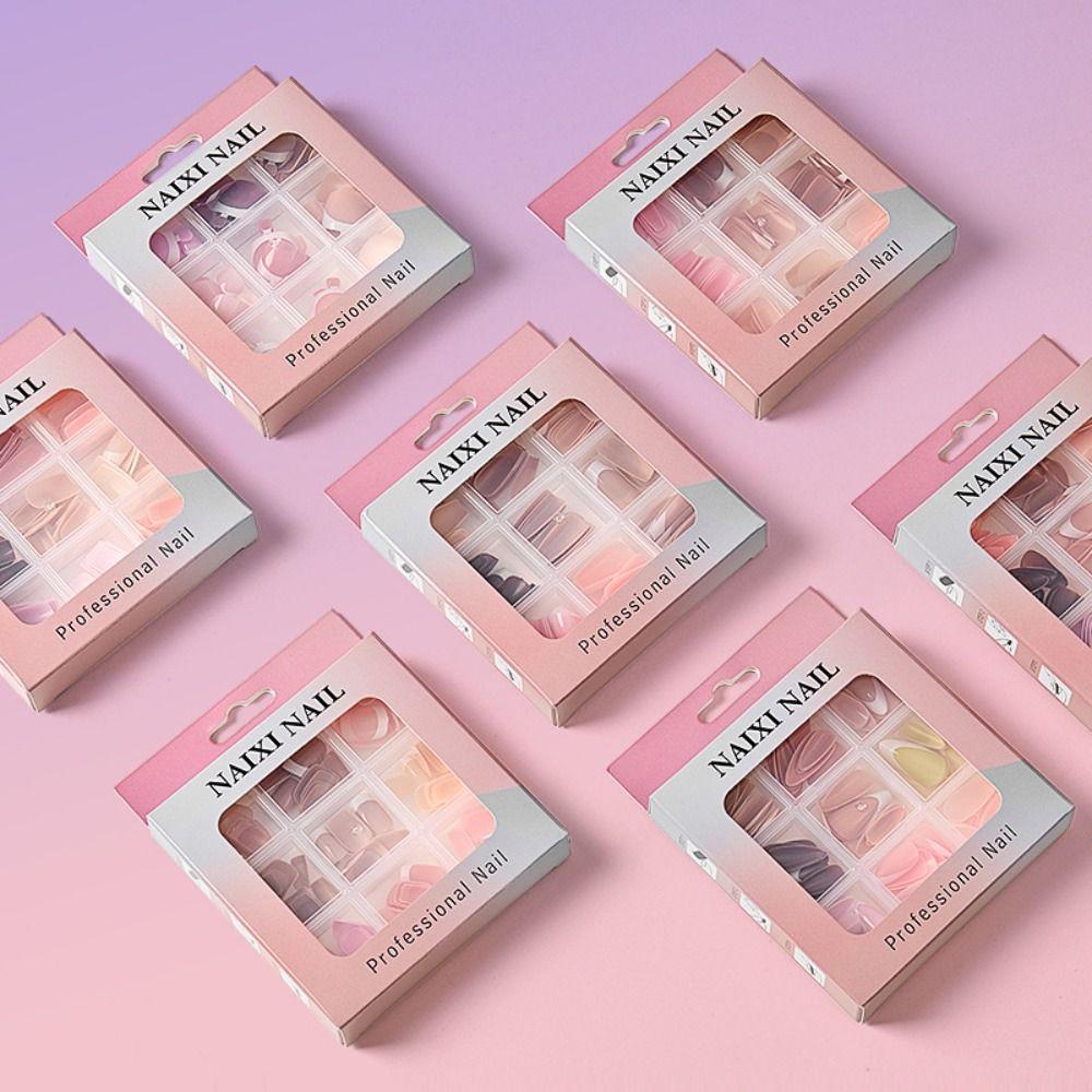 108pcs Mixed Color Fake Nail Almond Coffin Press On Nails New French False Nail  DIY