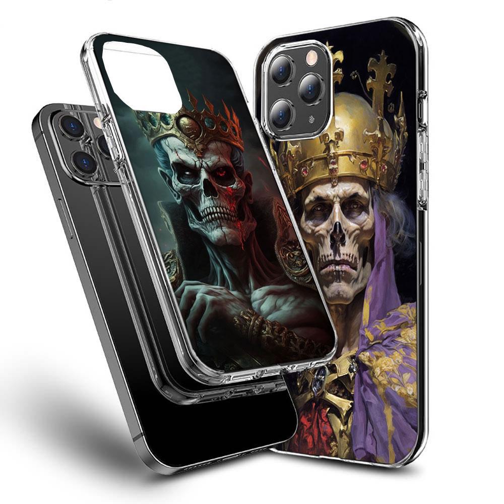 Crown Skeleton Emperor Phone Case For Iphone 16E 15 Pro 14 Plus 17E 16 17 Pro Max Air 11 12 13 Mini Shockproof Capa Cute Cove