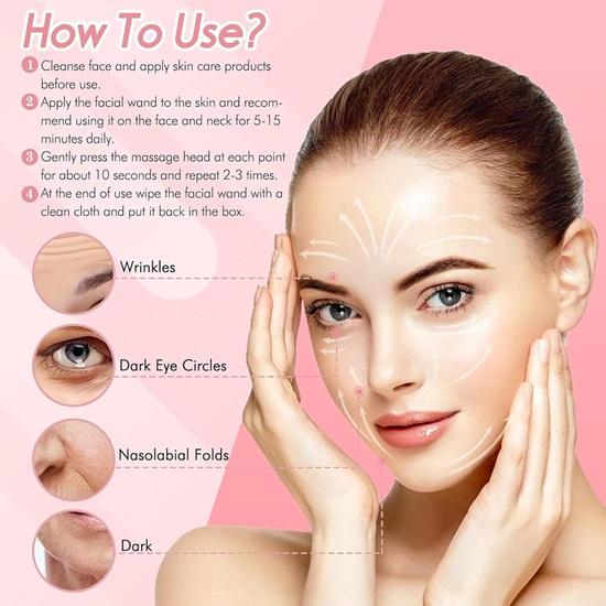 Red Light Therapy for Face 4 In 1 Skincare Tool with EMS Microcurrent  Vibration for Face Rechargeable Face Massager Machine for Facial Eye Care