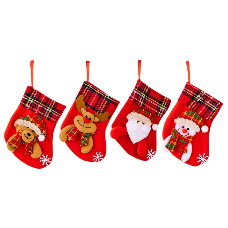 Merry Christmas Socks Christmas Tree Ornaments Sack Xmas Gift Candy Bag Cute Fabrics with Multiple Styles To Choose From