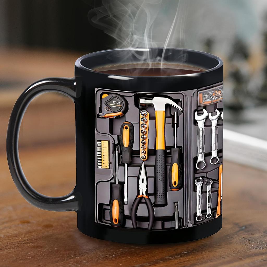 Mechanic Toolbox Mug 11 Oz Ceramic Coffee Cup with C Shaped Handle Gift for Dad Husband Birthday Anniversary Workshop Garage