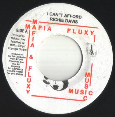 7inch Record RICHIE DAVIS - I Can't Afford NONE Mafia And Fluxy 2002 Jamaica Reggae, Ska & Dub Used