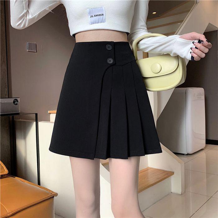 Fustă A-line plisată cu talie înaltă Toamnă 2025 - Design subțiator pentru femei, care îmbrățișează șoldurile, fustă scurtă anti-expunere