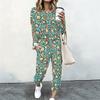 Ladies Round Neck Loose Sweatshirt And Elastic Waist Straight Trousers Two Piece Casual Home Outfit
