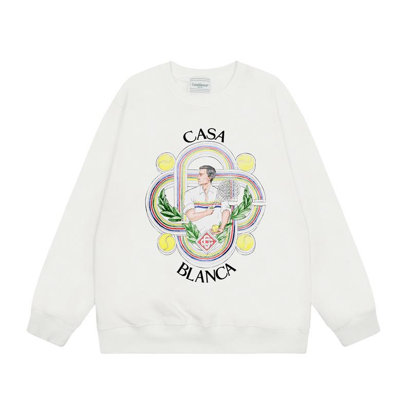 American Trendy Brand Casablanca Crew Neck Sweater Hoodie Men's Couple Ins Autumn and Winter Thickened Long-sleeved Women's T