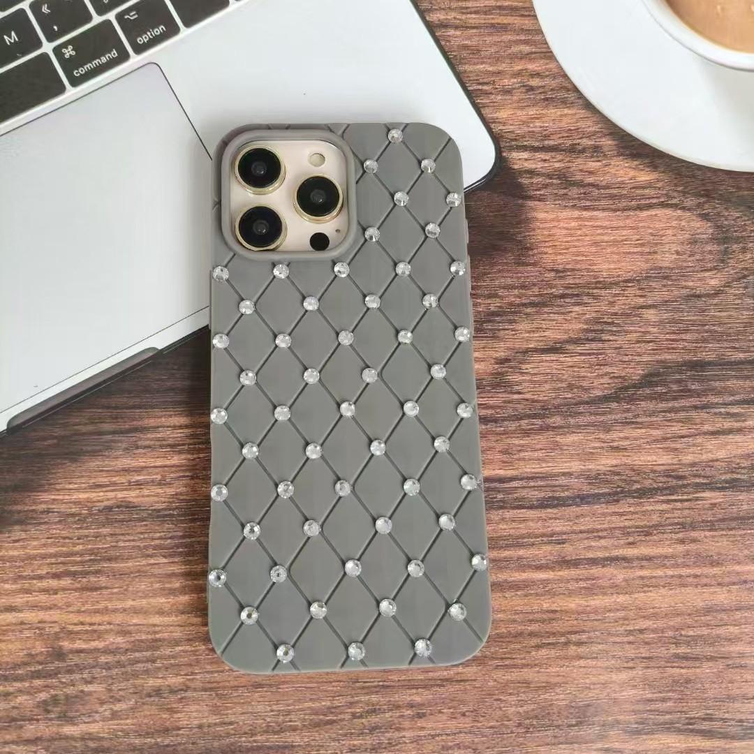 

Подходит для iPhone16promax Point Diamond Star Diamond Grid Apple 15/14 Противоударный защитный чехол Apple 16Plus серый