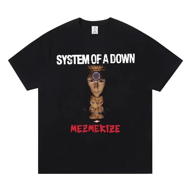 T-shirt Stampata System Of A Down Vintage Anni '90 Metal Rock Oversize Manica Corta Unisex Unisex Unisex Streetwear Casual Top Estivo