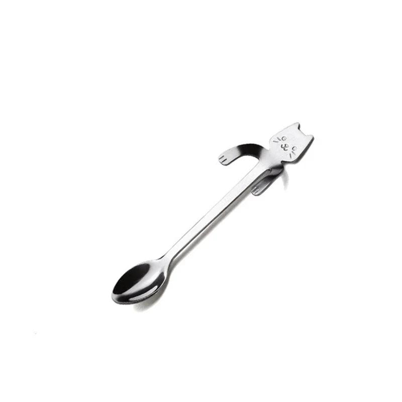 Stainless Steel Coffee Spoon Lovely Cute Cat Shape Teaspoon Dessert Snack Scoop Ice Cream Mini Spoons Tableware Kitchen Tools