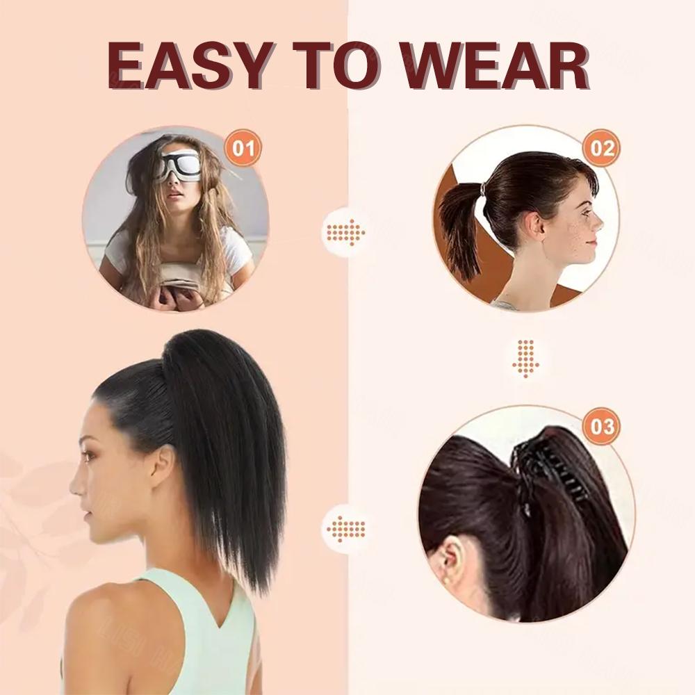 LISI HAIR Synthetic Short Straight Claw Ponytail Wig Extensions Natural Fluffy Ponytail For Women Cosplay Wear