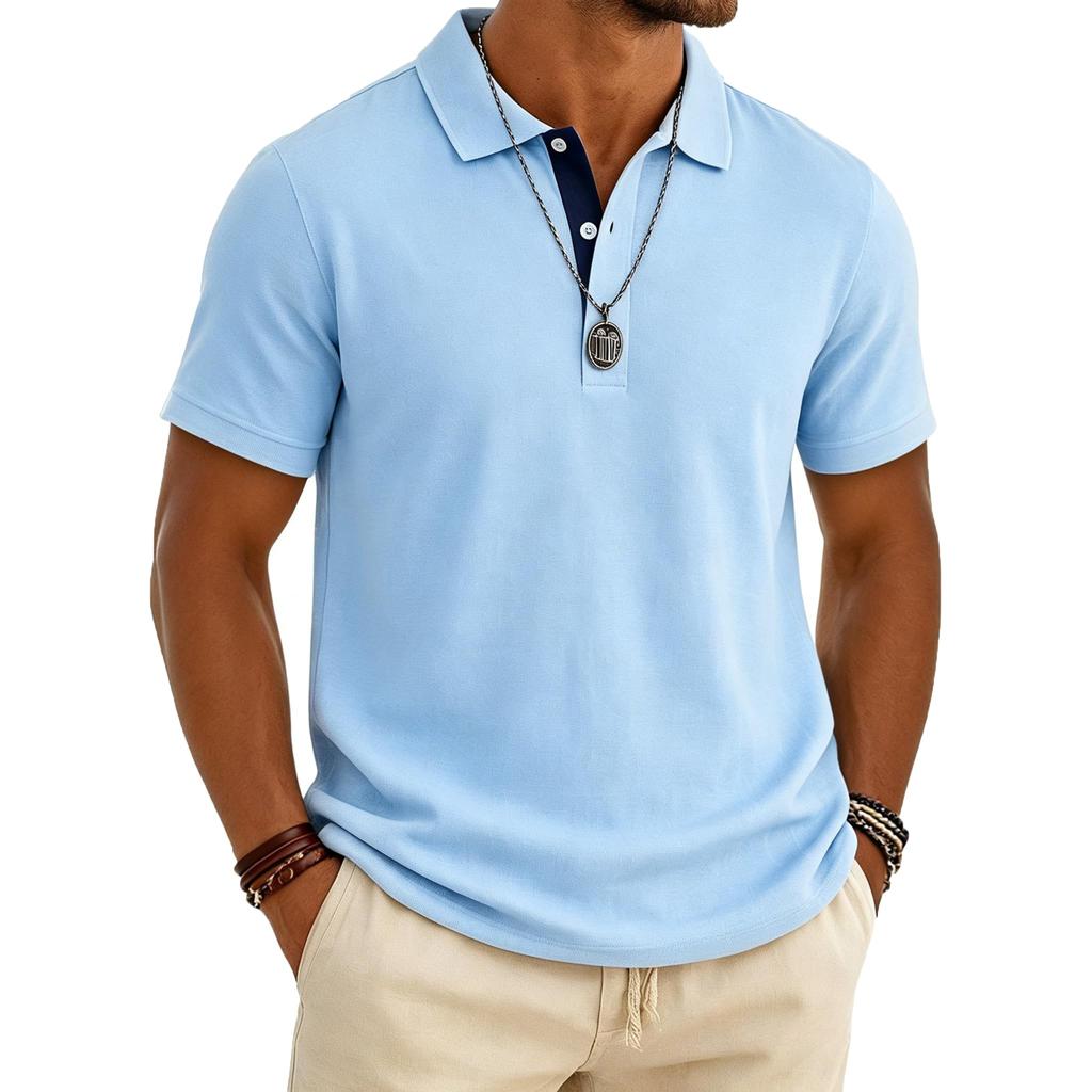 Men's Short Sleeve Polo Shirt Breathable Golf Shirt Casual Vacation Beach Shirt Business Shirt with Airflow Ventilation Design