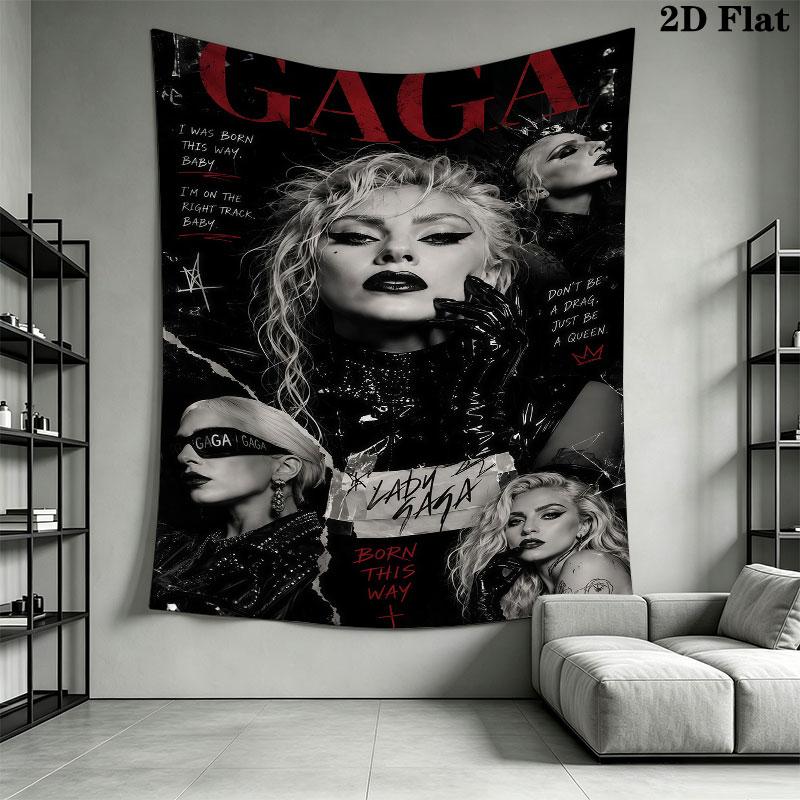 Lady Gaga Vibe Wall Hanging Printed Fabric Blanket Decorative Tapestries for Bedroom Living Room Home Decor