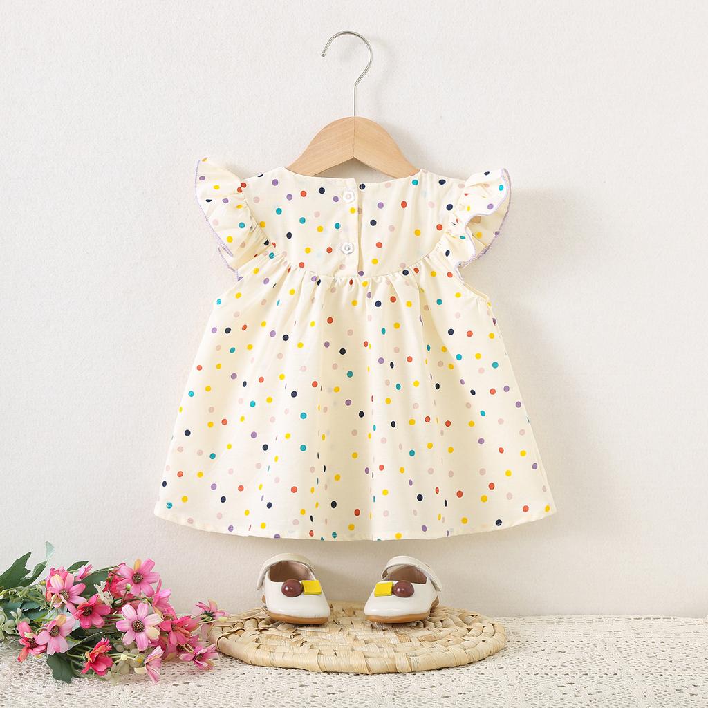 Summer New Girls Polka Dot Princess Dress With Embroidered Collar Cute Casual Party Wear