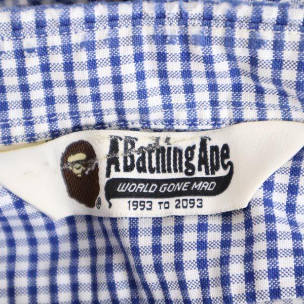 A Bathing Ape Check Pattern Long Sleeve Button Down Shirt Blue Men's Used