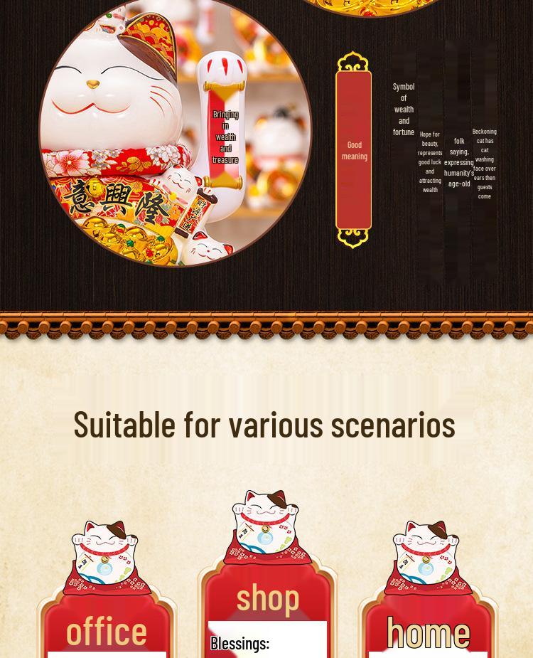 Large Lucky Cat Maneki-neko Ornament Shop Decoration for Home or Cashier Counter Opening Gift