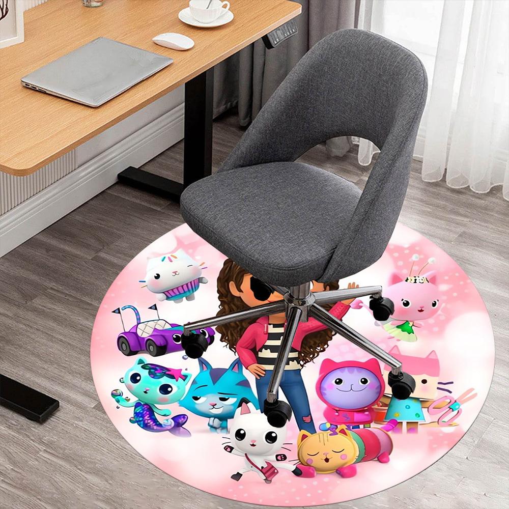 1pc gabby‘s cat friends Round Chair mat Area Rug - Non-Slip, Floor Mat for Office, Bedroom, home decor Christmas Gift p0811133 80cm
