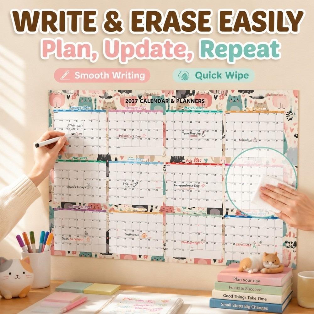 Foldable 2027 Wall Calendar Large Size Calendar Planner Sheet Full Year Planner Family Planning
