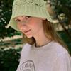 NONLOCAL Crochet Knit Bucket Hat - Light Green