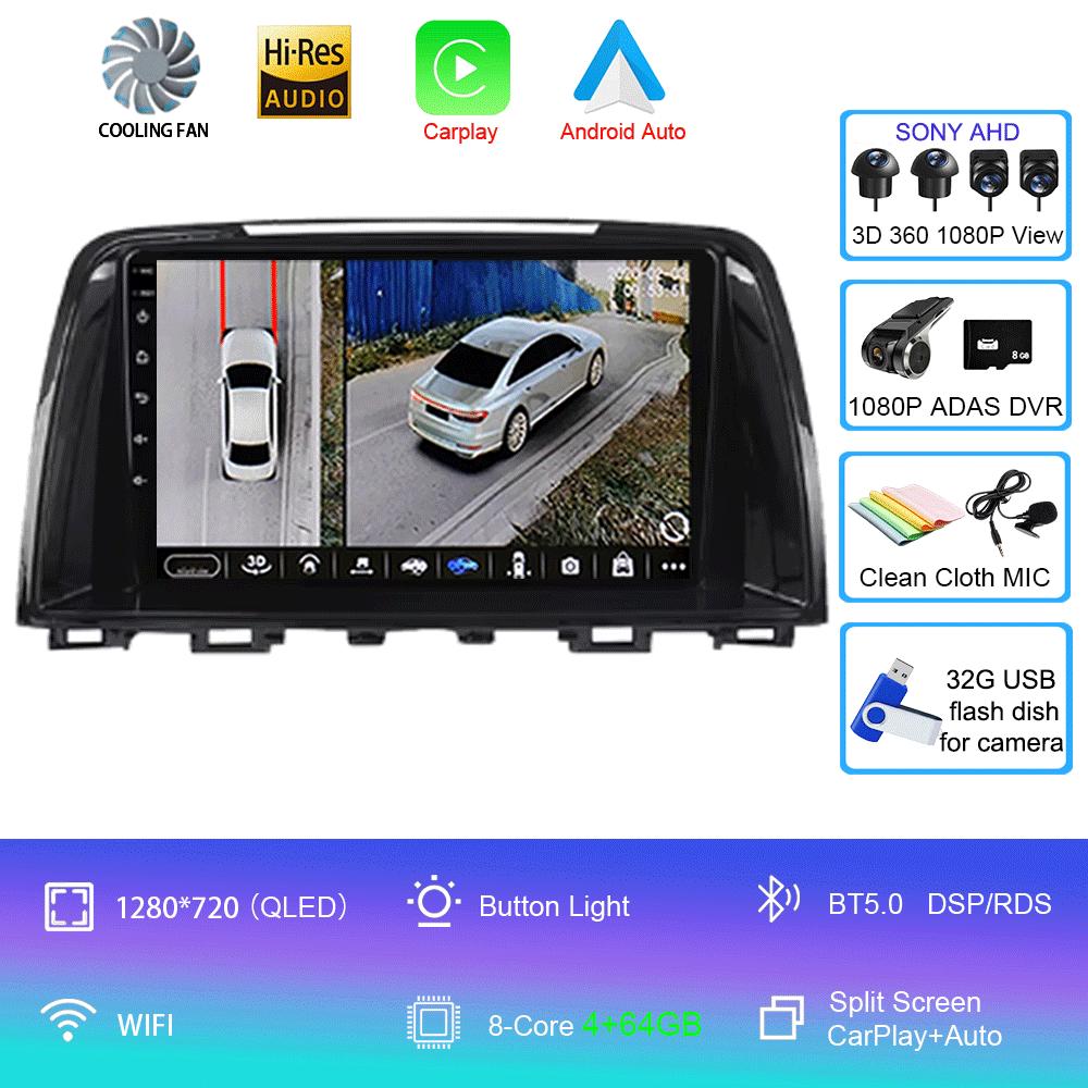 For Mazda 6 GJ Atenza 2012 2013 2014 2015 2016 2017 Android 14 Carplay Auto Car Multimedia All-in-one Car Radio Video Player GPS